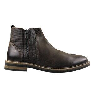Alfani Men's Size 9M Jayce Brown Leather Side Zip Textured Chelsea Ankle Boots